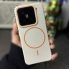 For Xiaomi 13 Thin Circle MagSafe Litchi Grain TPU Phone Case(White Orange) - 2