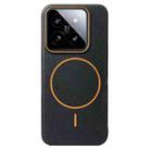 For Xiaomi 14 Thin Circle MagSafe Litchi Grain TPU Phone Case(Black Orange) - 1