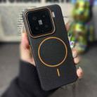 For Xiaomi 14 Thin Circle MagSafe Litchi Grain TPU Phone Case(Black Orange) - 2