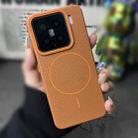 For Xiaomi 14 Pro Thin Circle MagSafe Litchi Grain TPU Phone Case(Gold Brown) - 2