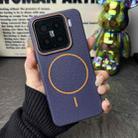 For Xiaomi 15 Thin Circle MagSafe Litchi Grain TPU Phone Case(Dark Blue Orange) - 2
