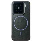 For Xiaomi 15 Thin Circle MagSafe Litchi Grain TPU Phone Case(Black Purple) - 1