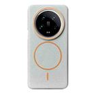 For Xiaomi 14 Ultra Thin Circle MagSafe Litchi Grain TPU Phone Case(Grey Orange) - 1