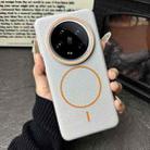 For Xiaomi 14 Ultra Thin Circle MagSafe Litchi Grain TPU Phone Case(Grey Orange) - 2