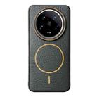 For Xiaomi 14 Ultra Thin Circle MagSafe Litchi Grain TPU Phone Case(Black Orange) - 1