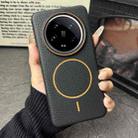 For Xiaomi 14 Ultra Thin Circle MagSafe Litchi Grain TPU Phone Case(Black Orange) - 2