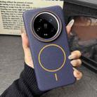 For Xiaomi 14 Ultra Thin Circle MagSafe Litchi Grain TPU Phone Case(Dark Blue Orange) - 2