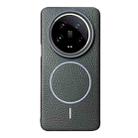 For Xiaomi 14 Ultra Thin Circle MagSafe Litchi Grain TPU Phone Case(Black Purple) - 1