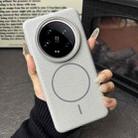 For Xiaomi 14 Ultra Thin Circle MagSafe Litchi Grain TPU Phone Case(Titanium Gray) - 2