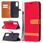 For Samsung Galaxy S20 FE 5G / S20 Lite Color Matching Denim Texture Horizontal Flip Leather Case with Holder & Card Slots & Wallet & Lanyard(Red) - 1