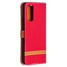 For Samsung Galaxy S20 FE 5G / S20 Lite Color Matching Denim Texture Horizontal Flip Leather Case with Holder & Card Slots & Wallet & Lanyard(Red) - 3