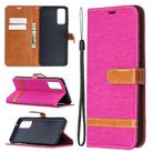 For Samsung Galaxy S20 FE 5G / S20 Lite Color Matching Denim Texture Horizontal Flip Leather Case with Holder & Card Slots & Wallet & Lanyard(Rose Red) - 1