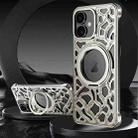 For iPhone 16 Yunyan Series Alloy Rotating Holder MagSafe Half Frame Phone Case(Silver) - 1