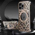 For iPhone 15 Pro Yunyan Series Alloy Rotating Holder MagSafe Half Frame Phone Case(Gold) - 1