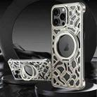 For iPhone 15 Pro Yunyan Series Alloy Rotating Holder MagSafe Half Frame Phone Case(Silver) - 1