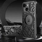 For iPhone 15 Yunyan Series Alloy Rotating Holder MagSafe Half Frame Phone Case(Black) - 1