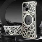 For iPhone 15 Yunyan Series Alloy Rotating Holder MagSafe Half Frame Phone Case(Silver) - 1