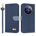 For Realme 12 Pro 5G / P1 Pro Metal Bow Leather Phone Case with Hand Strap(Dark Blue) - 1