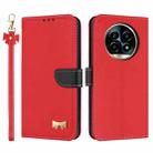 For Realme 13 Pro 5G / 13 Pro+ 5G Metal Bow Leather Phone Case with Hand Strap(Red) - 1