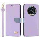 For Realme 13 Pro 5G / 13 Pro+ 5G Metal Bow Leather Phone Case with Hand Strap(Purple) - 1