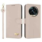 For Realme 13 Pro 5G / 13 Pro+ 5G Metal Bow Leather Phone Case with Hand Strap(Apricot) - 1