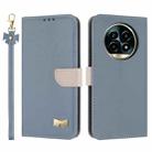 For Realme 13 Pro 5G / 13 Pro+ 5G Metal Bow Leather Phone Case with Hand Strap(Light Blue) - 1