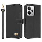 For Realme 14 5G / P3 5G Metal Bow Leather Phone Case with Hand Strap(Black) - 1