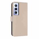 For Realme C65 4G Global Metal Bow Leather Phone Case with Hand Strap(Apricot) - 3