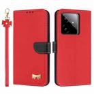 For Realme GT7 5G Metal Bow Leather Phone Case with Hand Strap(Red) - 1