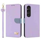 For Sony Xperia 1 VI Metal Bow Leather Phone Case with Hand Strap(Purple) - 1