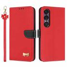 For Sony Xperia 1 VII Metal Bow Leather Phone Case with Hand Strap(Red) - 1