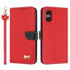 For Sony Xperia 5 VI Metal Bow Leather Phone Case with Hand Strap(Red) - 1