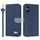 For Sony Xperia 5 VI Metal Bow Leather Phone Case with Hand Strap(Dark Blue) - 1