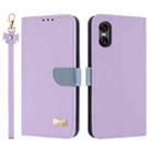 For Sony Xperia 5 VI Metal Bow Leather Phone Case with Hand Strap(Purple) - 1