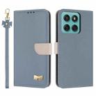 For Motorola Edge 60 / 60 Fusion Metal Bow Leather Phone Case with Hand Strap(Light Blue) - 1