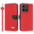 For Motorola Moto G Power 2025 Metal Bow Leather Phone Case with Hand Strap(Red) - 1