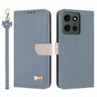 For Motorola Moto G Power 2025 Metal Bow Leather Phone Case with Hand Strap(Light Blue) - 1