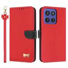 For Motorola Moto G Stylus 5G 2025 Metal Bow Leather Phone Case with Hand Strap(Red) - 1