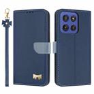 For Motorola Moto G Stylus 5G 2025 Metal Bow Leather Phone Case with Hand Strap(Dark Blue) - 1