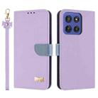 For Motorola Moto G Stylus 5G 2025 Metal Bow Leather Phone Case with Hand Strap(Purple) - 1
