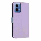 For Motorola Moto G34 Global / G45 Metal Bow Leather Phone Case with Hand Strap(Purple) - 3