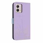 For Motorola Moto G73 5G Metal Bow Leather Phone Case with Hand Strap(Purple) - 3