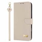 For Motorola Moto G86 Power Metal Bow Leather Phone Case with Hand Strap(Apricot) - 2