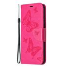 For Samsung Galaxy S20 FE 5G / S20 Lite Embossing Two Butterflies Pattern Horizontal Flip PU Leather Case with Holder & Card Slot & Wallet & Lanyard(Rose Red) - 2