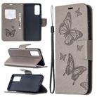 For Samsung Galaxy S20 FE 5G / S20 Lite Embossing Two Butterflies Pattern Horizontal Flip PU Leather Case with Holder & Card Slot & Wallet & Lanyard(Grey) - 1