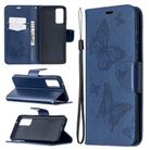 For Samsung Galaxy S20 FE 5G / S20 Lite Embossing Two Butterflies Pattern Horizontal Flip PU Leather Case with Holder & Card Slot & Wallet & Lanyard(Blue) - 1