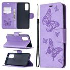 For Samsung Galaxy S20 FE 5G / S20 Lite Embossing Two Butterflies Pattern Horizontal Flip PU Leather Case with Holder & Card Slot & Wallet & Lanyard(Purple) - 1
