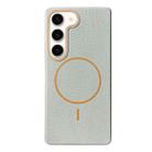 For Samsung Galaxy S22 5G Thin Circle MagSafe Litchi Grain TPU Phone Case(Grey Orange) - 1