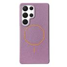 For Samsung Galaxy S22 Ultra 5G Thin Circle MagSafe Litchi Grain TPU Phone Case(Purple Orange) - 1