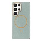 For Samsung Galaxy S22 Ultra 5G Thin Circle MagSafe Litchi Grain TPU Phone Case(Blue Orange) - 1